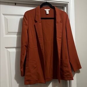 H&M unlined, lightweight rust orange blazer